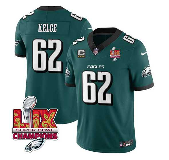 Men & Women & Youth Philadelphia Eagles #62 Jason Kelce Green 2025 Eagles Logo Super Bowl LIX Patch And 4-Star C Patch New F.U.S.E. Vapor Limited Stitched Jersey Dzhi,We sell and wholesale Men & Women & Youth Philadelphia Eagles #62 Jason Kelce Green 2025 Eagles Logo Super Bowl LIX Patch And 4-Star C Patch New F.U.S.E. Vapor Limited Stitched Jersey Dzhi on line form chian!